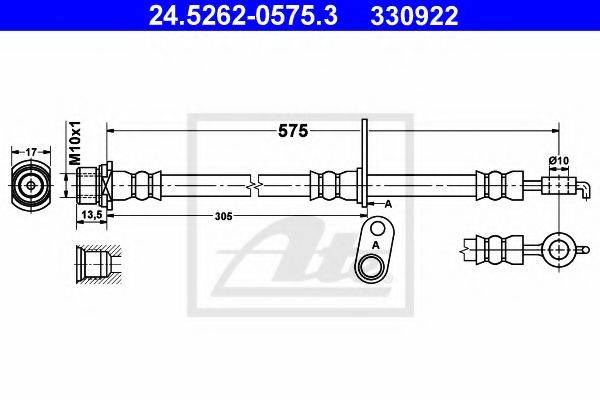 Тормозной шланг T 83 098 BREMBO