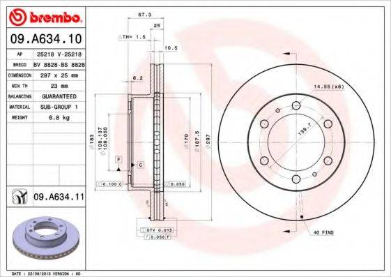 Тормозной диск 09.A634.11 BREMBO