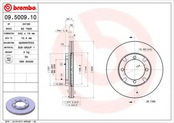 Тормозной диск BS 7928 BRECO