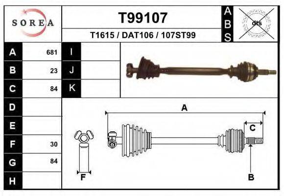 Приводной вал T99107 EAI