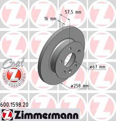 Тормозной диск 600.1598.20 ZIMMERMANN