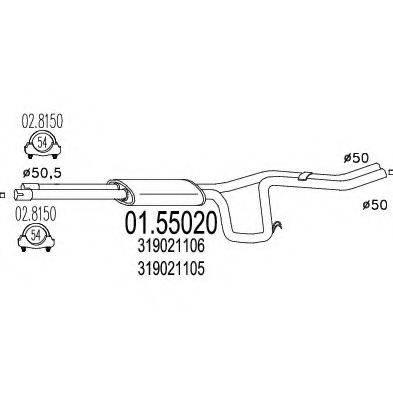 Средний глушитель выхлопных газов 01.55020 MTS