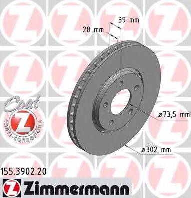 Тормозной диск 155.3902.20 ZIMMERMANN