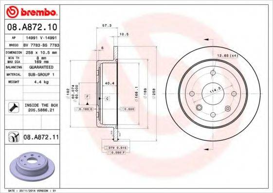 Рисунок 08.A872.10 BREMBO