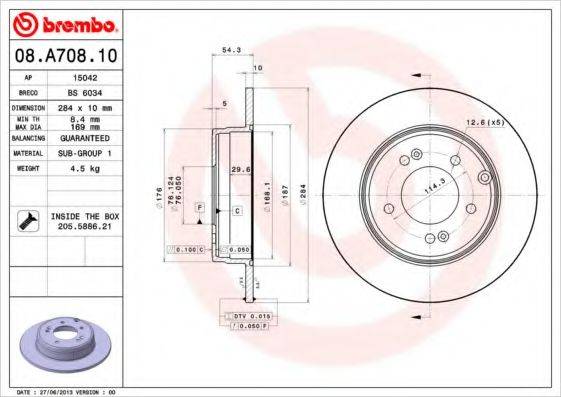 Тормозной диск BS 6034 BRECO