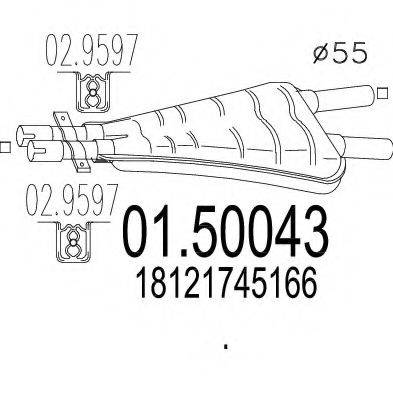 Средний глушитель выхлопных газов 01.50043 MTS