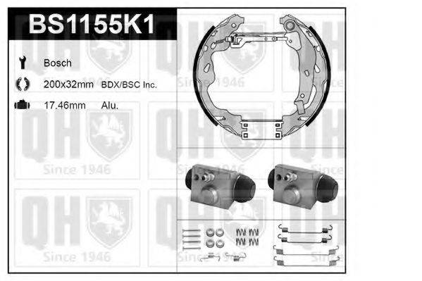 Комплект тормозов, барабанный тормозной механизм BS1155K1 QUINTON HAZELL