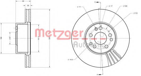 Тормозной диск 6110644 METZGER