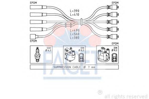 Комплект проводов зажигания 4.8429 FACET