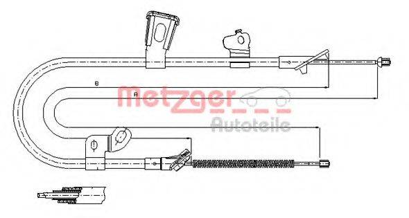 Трос, стояночная тормозная система 17.1078 METZGER