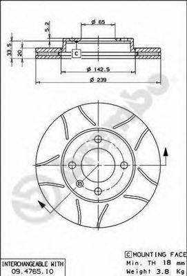 Тормозной диск 09.4765.75 BREMBO