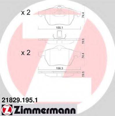 Комплект тормозных колодок, дисковый тормоз 21829.195.1 ZIMMERMANN