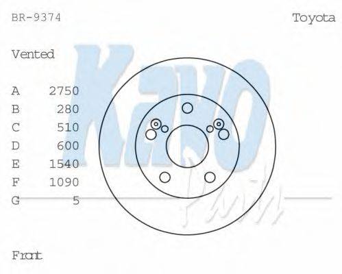 Тормозной диск BR-9374 KAVO PARTS