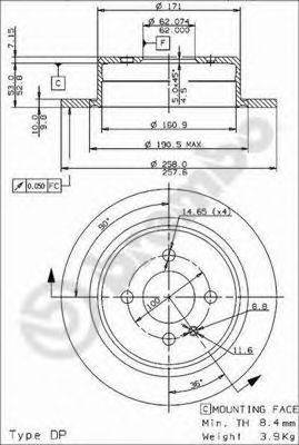 Тормозной диск 08.3947.24 BREMBO