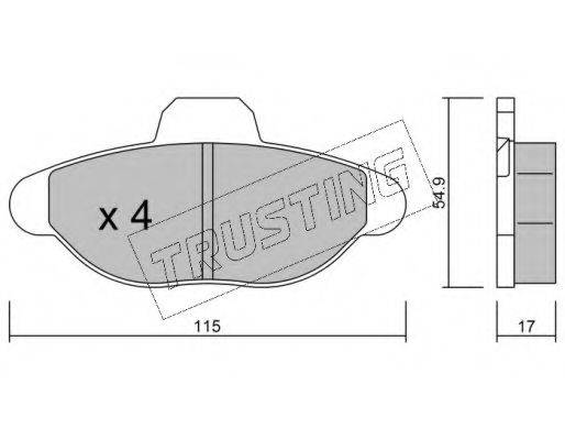 Комплект тормозных колодок, дисковый тормоз 139.0 TRUSTING