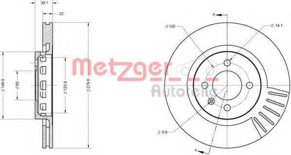 Тормозной диск 6110337 METZGER