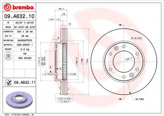 Тормозной диск 09.A632.10 BREMBO