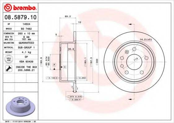 Тормозной диск BS 7482 BRECO