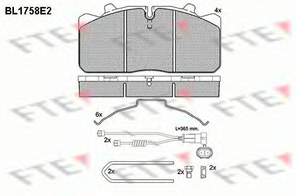Комплект тормозных колодок, дисковый тормоз BL1758E2 FTE