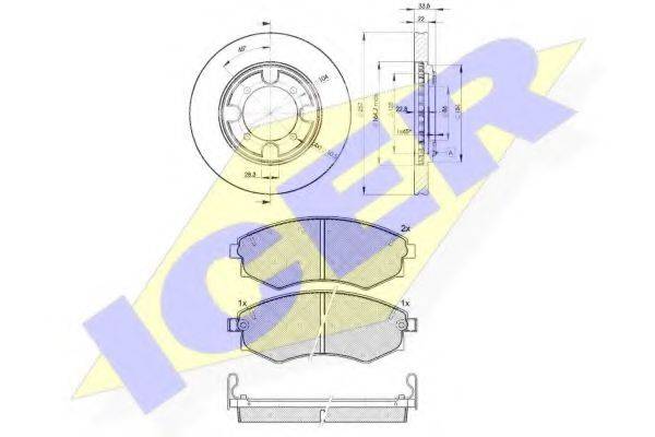 Комплект тормозов, дисковый тормозной механизм 30877-2830 ICER
