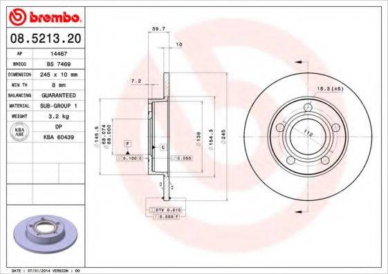 Тормозной диск BS 7469 BRECO