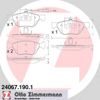 Комплект тормозных колодок, дисковый тормоз 24067.190.1 ZIMMERMANN