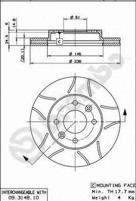 Тормозной диск 09.3148.75 BREMBO