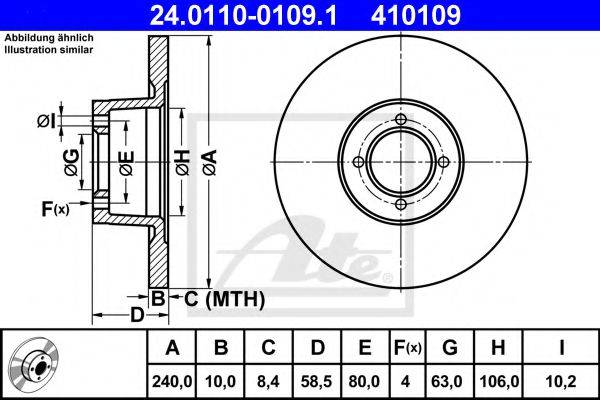 Тормозной диск 24.0110-0109.1 ATE
