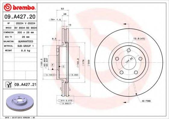 Тормозной диск BV 8834 BRECO