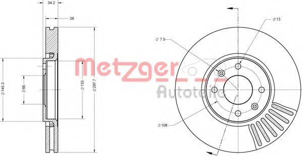 Тормозной диск 6110562 METZGER