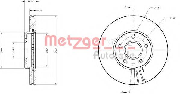 Тормозной диск 6110524 METZGER