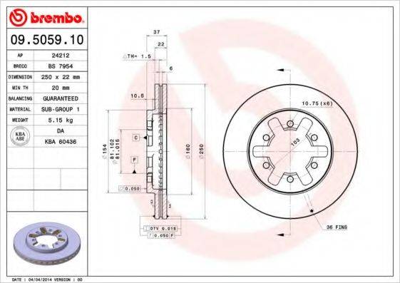 Тормозной диск BS 7954 BRECO