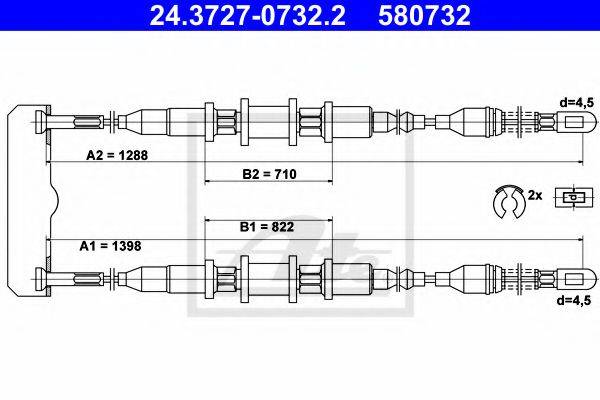 Трос, стояночная тормозная система 44028300 TEXTAR