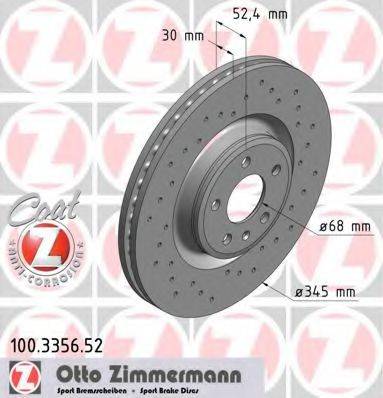 Тормозной диск передний 100.3356.52 ZIMMERMANN