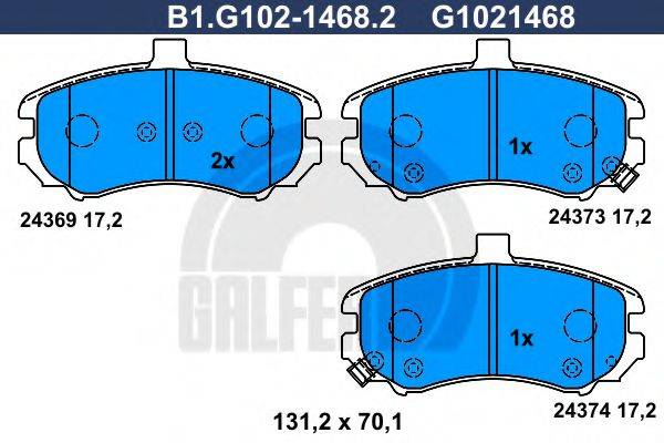 Комплект тормозных колодок, дисковый тормоз B1.G102-1468.2 GALFER