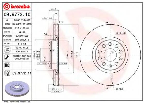 Тормозной диск BV 8585 BRECO