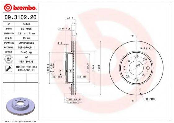 Тормозной диск BS 7955 BRECO