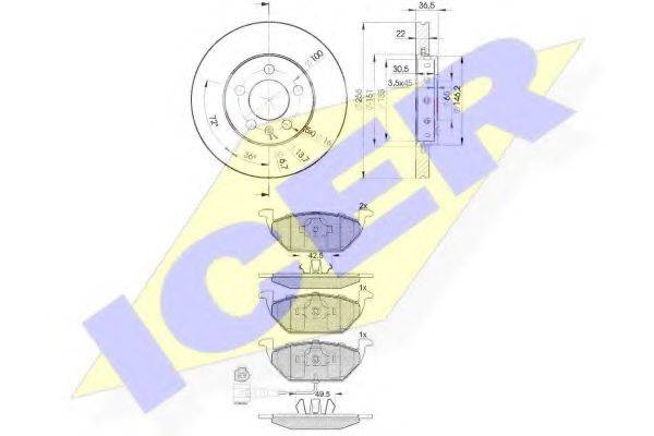 Комплект тормозов, дисковый тормозной механизм 31349-5602 ICER