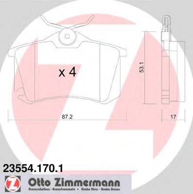 Комплект тормозных колодок, дисковый тормоз 23554.170.1 ZIMMERMANN