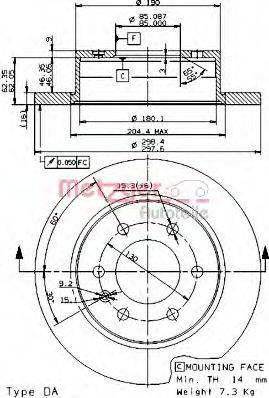 Тормозной диск 14908 E METZGER