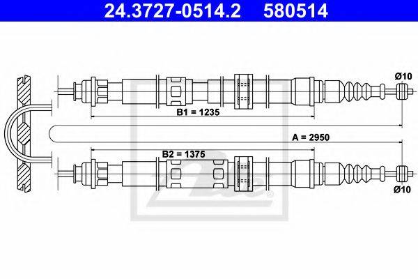 Трос, стояночная тормозная система 24.3727-0514.2 ATE