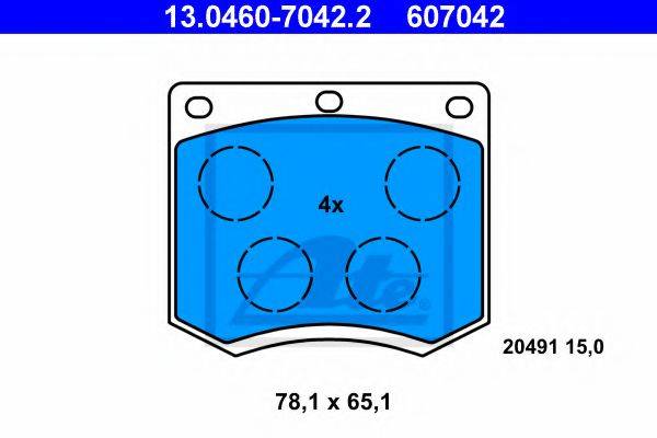 Комплект тормозных колодок, дисковый тормоз 13.0460-7042.2 ATE