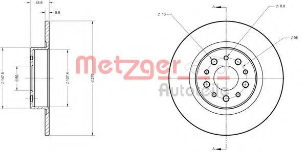 Тормозной диск 6110320 METZGER