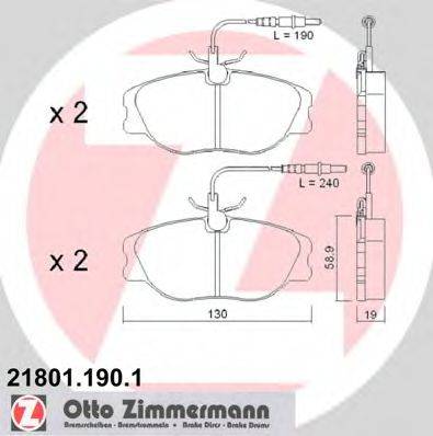 Комплект тормозных колодок, дисковый тормоз 21801.190.1 ZIMMERMANN