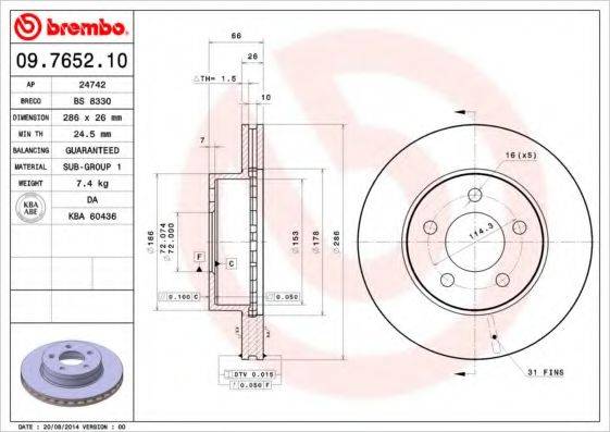 Тормозной диск BS 8330 BRECO