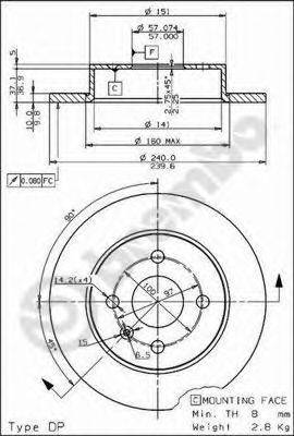 Тормозной диск 08.7626.75 BREMBO