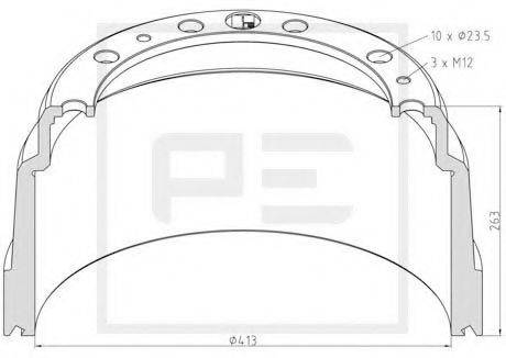 Тормозный барабан 126.069-00A PE Automotive