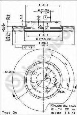 Тормозной диск 09.6845.11 BREMBO