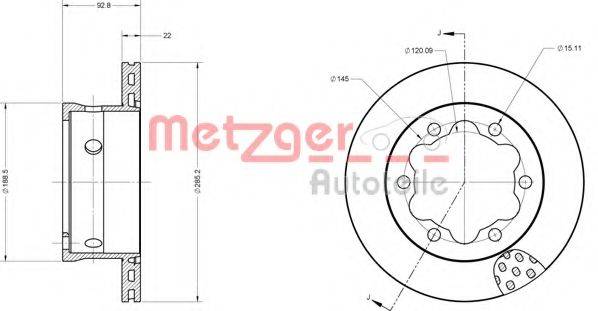 Тормозной диск 6110472 METZGER