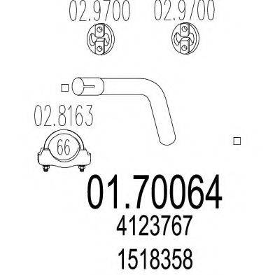 Труба выхлопного газа 01.70064 MTS